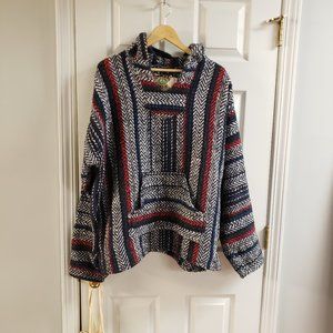 Red and blue striped drug rug hoodie XL